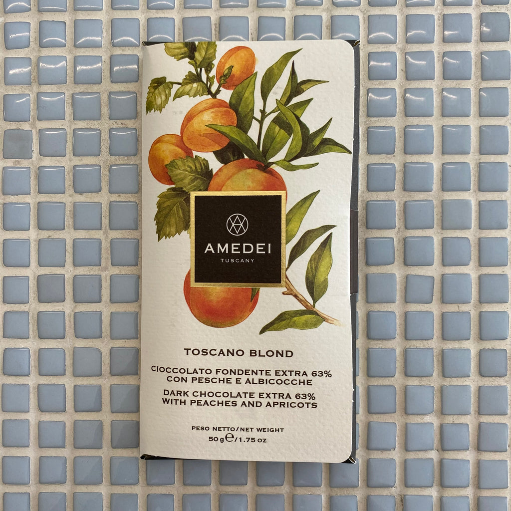 amedei toscano blond dark chocolate with peach and apricot